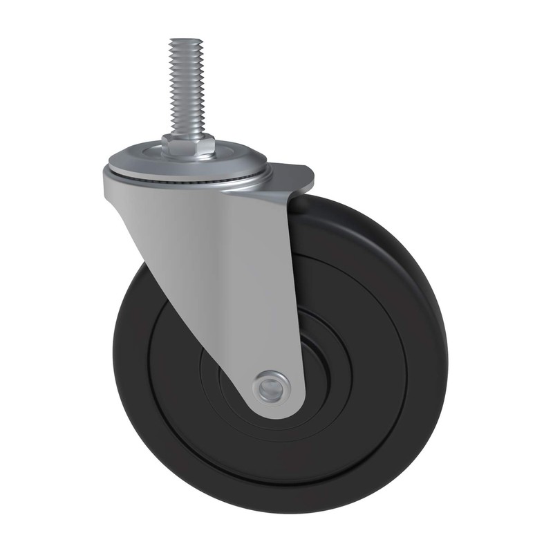 AAGUT 4 Inch Rubber Swivel Stem Caster, 1/2"-13x1.5" Threaded Stem,