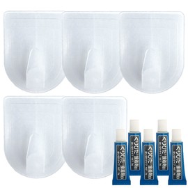 Clear Hooks for Wallpaper Compact Hooks, L, Load Capacity: 4.4 lbs (2 kg) (Transparent, 5 Sets)