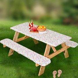Easy-Fit Vinyl Picnic Table Cover 3 Pc. - Fun in the Sun