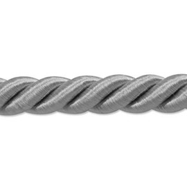 Trims by the Yard Savannah 3/8" Twisted Cord Versatile Trim for DIY Crafts Picture Frames Home Decor and Fashion Items, 5-Yard Cut, Gray