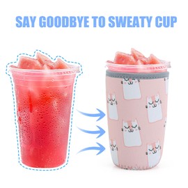 Occintex Reusable Insulated Cup Sleeve for Iced Coffee & Cold Drinks, Reusable Neoprene Beverage Holder, Medium 22-28oz