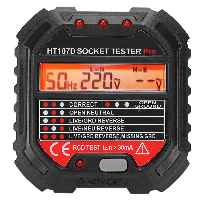 LiebeWH HT107D LCD Digital Display Socket Tester Quick Detection Electrical