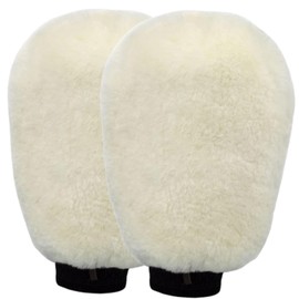Gracefur Pair of Ultra - Soft Sheepskin Horse Grooming Gloves - Perfect Scrubber Mitts for Cleaning Tack, Saddles & Bridles - Ideal for Sensitive Skin Horses (White-No Finger)