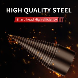 4PCS Firewood Log Splitter, Firewood Drill Bit Wood Splitter 32mm, 3 Handles Round+Square+Hex, Removable Logs Splitters Electric Drills Bits