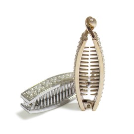 Banana Clips Hair for Thick Hair,Rhinestone Acrylic Pins Claw Clip Barrette Volumizing Hair Clips for Women Girl Hair Jewelry Accessories (Gold+silver)