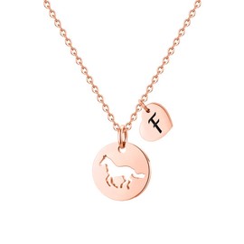 TINGN Horse Girls Gift Women, Stainless Steel Heart Initial Hollow Horse Pendant Horse Gifts for Girls Women Horse Jewellery Horse Chain for Teenager Girls Little Girls Gifts, Stainless Steel, No