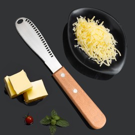 Stainless Steel Butter Spreader Butter Knife Spreader with Wood Handle for Butter, Cheese, Cream, Sandwich, and Condiment Serving (4 Pack 3 in 1)
