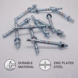 (Pack of 2 pcs) Wedge Anchors M10 x 120 mm, Metal Dowels, Through Bolt Masonry Fixing, Concrete Expansion Anchor (2, M10 x 120 mm)