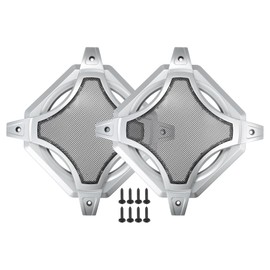 X AUTOHAUX Universal 6" Car Speaker Grills Cover Mesh Square 6 Inch Audio Speaker Subwoofer Guard Protector Case with Screws Iron Silver Tone - Pack of 2
