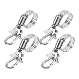 NQEUEPN 4pcs Flag Pole Rings, 0.59-1.3in Adjustable Flagpole Clips with Carabiner Clamp Stainless Steel Flag Pole Grommet Rings Flag Clips for Flagpole Outside House, Garden, Boat, Yacht