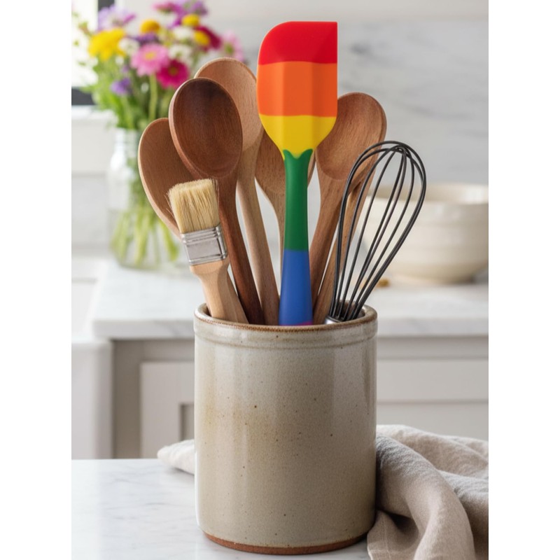 Cooking With Pride Non-Stick Scraper Spatula, Heat-Safe Silicone With Iron