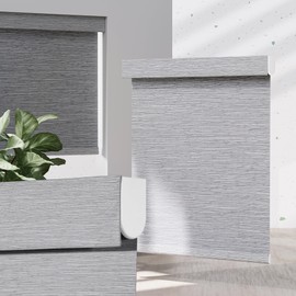 MoDanCeQ Blackout Roller Shades for Indoor Windows, Cordless Jacquard Fabric-Matched Roller Blinds, Easy to Install Privacy UV Protection Roll Up Blinds for Home Office, Grey, 34" W x 72" H