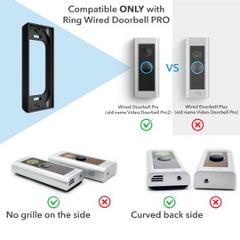 Ring PRO2 Doorbell Mount - Hidden River Lab genuine Mounting Spacer - 0.5-inch offset - Compatible with Ring PRO2 Video Doorbell (new name Ring Wired Doorbell PRO) - premium doorbell adapter - BLACK