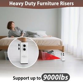 Fixirons 2025 Up-Grade Carbon Steel Bed Risers 3.15" Diameter Dorm Bed Riser Adjustable Height (3.2" or 5.1") College Dorm Bed Lifts Risers Supports 10,000 lbs for Dorm Beds, Tables & Furniture