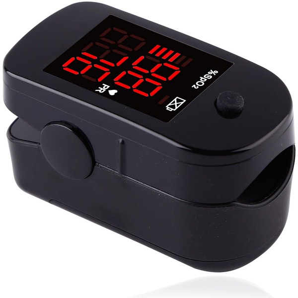 CHOICEMMED Black Finger Pulse Oximeter - Blood Oxygen Saturation Monitor Great as SPO2 Pulse Oximeter - Portable Oxygen Sensor with Included Batteries - O2 Saturation Monitor