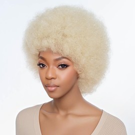 FASHION IDOL Synthetic Afro Curly Wig for Black Women Glueless Wear and Soft Black 70S Afro Wigs Large Bouncy and Soft Natural Looking Full Wigs for Daily Party Cosplay Costume Halloweeen
