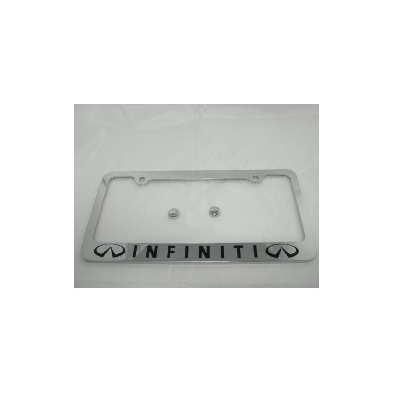 Fit Infiniti Polished Stainless Steel License Plate Frame w/Caps
