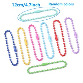 100 Pcs Ball Bead Chain Keychain Dog Tag Necklace Chains 4.7 inch 2.4mm for Jewelry Making Steel Ball Bead Chain with Connector for Key Craft DIY Jewelry Making (Mixed Color 100pcs)