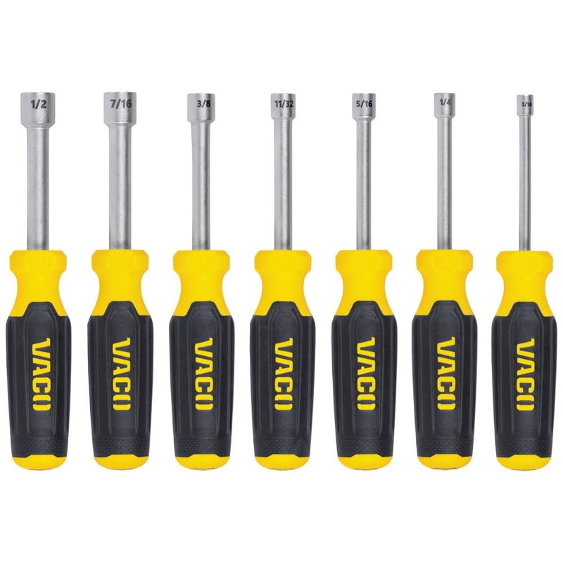 VACO VAC7070 7-Piece SAE Nut Driver Set, Laser Etched Sizes,