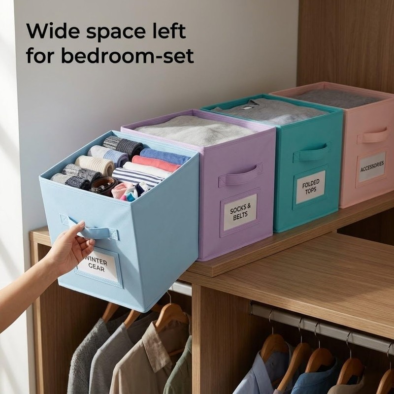 11 Inch Cube Storage Bin with Label Window, 8 Pack