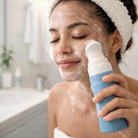 Limpiador Facial con Ácido Hialurónico 120g con Cepillo de Silicona Integrado – Gel Facial Hidratante de Limpieza Suave para Rostro