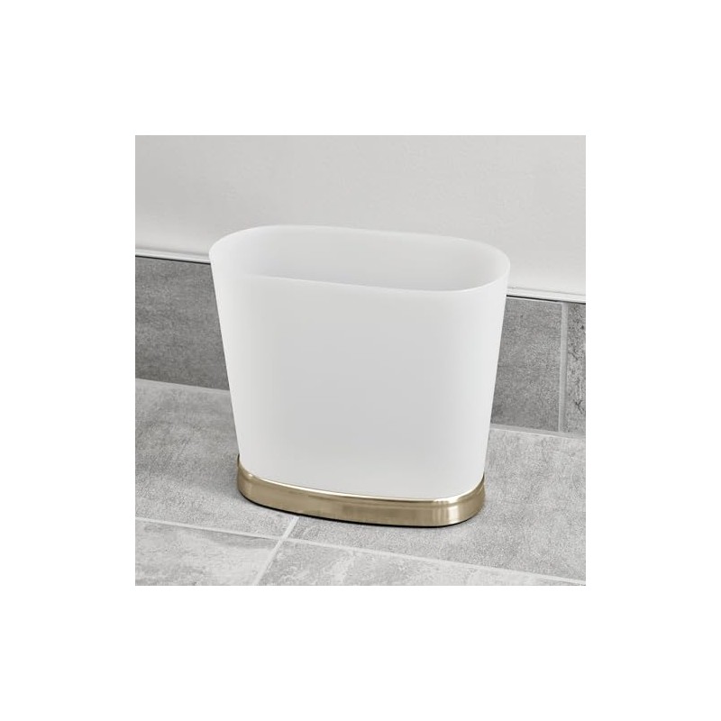 iDesign Gina Oval Wastecan Multi Organizer, Frost/Brushed Nickel