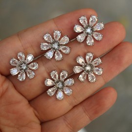 G-RUI 5 Pieces Luxury Rhienstein Buttons for Clothing, Zirconia, Metal Shank, Button for Coat, Decorative CZ Sewing Buttons for Shirts (K-128)