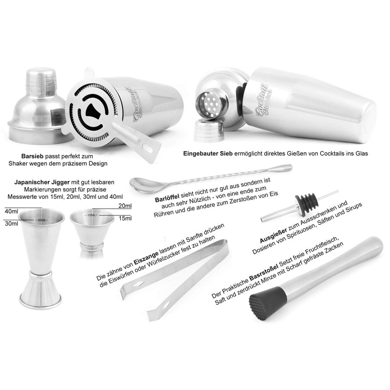 CocktailMeister Premium Cocktail Shaker Set, Professional Cocktail Mixing Set, Cocktail