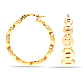 Charmsy 925 Sterling Silver Jewellery Round Chain Link Gold-Plated Hoop Earrings for Teen Women