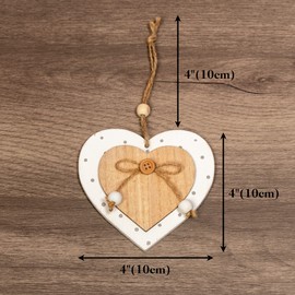 Sun&Beam Heart-shaped Wooden Decorative 2Pcs Hanging Handmade Hearts Ornaments for Wedding Party Valentine Christmas Home Decoration Car Décor (H-#6, 2Pcs)