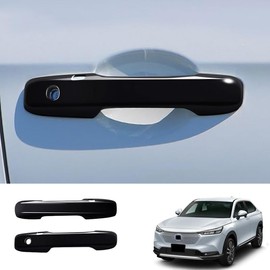 MEKOMEKO VE-LSB Compatible New Vezel, RV Type, Door Handle Cover, Door Knob Cover, Door Panel, Garnish, Exterior, Nail Prevention, Special Design for Vehicles, ABS Material, 2 Pcs, VEZEL RV Series [Piano Black]