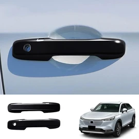 MEKOMEKO VE-LSB Compatible New Vezel, RV Type, Door Handle Cover, Door Knob Cover, Door Panel, Garnish, Exterior, Nail Prevention, Special Design for Vehicles, ABS Material, 2 Pcs, VEZEL RV Series [Piano Black]