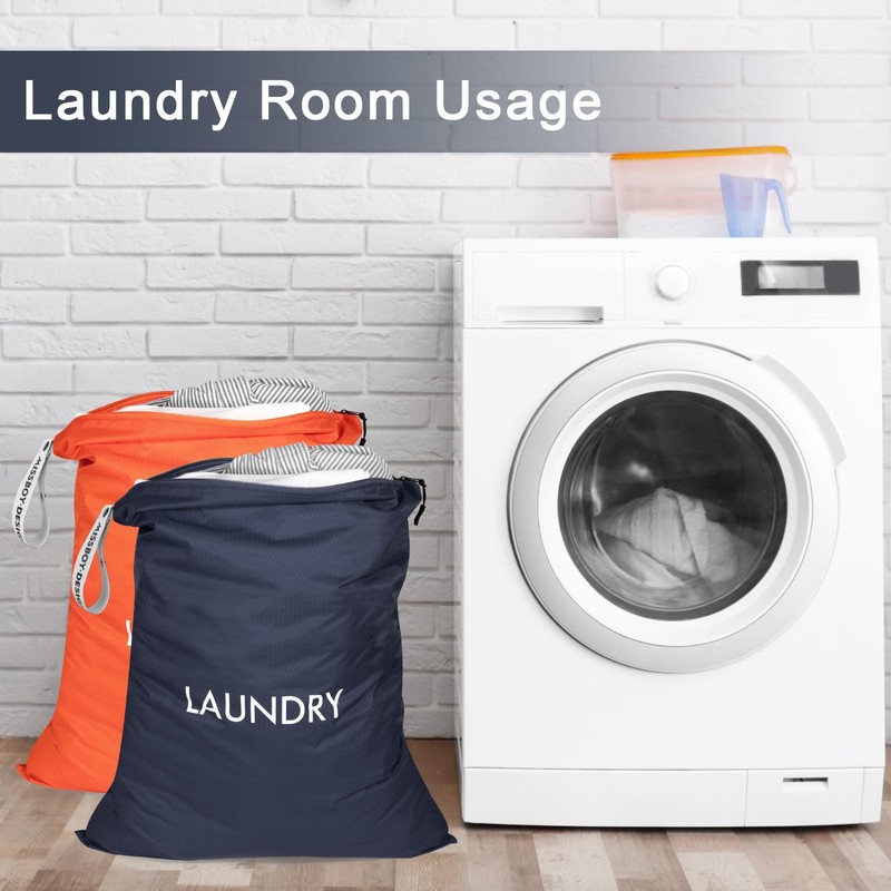 Missboy Travel Laundry Bag, 2 Pack Waterproof Dirty Clothes Organizer,