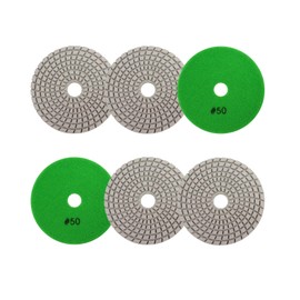 Wet Diamond Polishing Pad 100 mm 6 Pieces Grit 50 Polishing Discs for Granite Marble Artificial Stone Quartz for Angle Grinder SANLEETEK