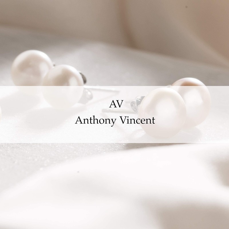 Anthony Vincent Aretes Perla Cultivada Natural Tamaño 10 mm Blanco