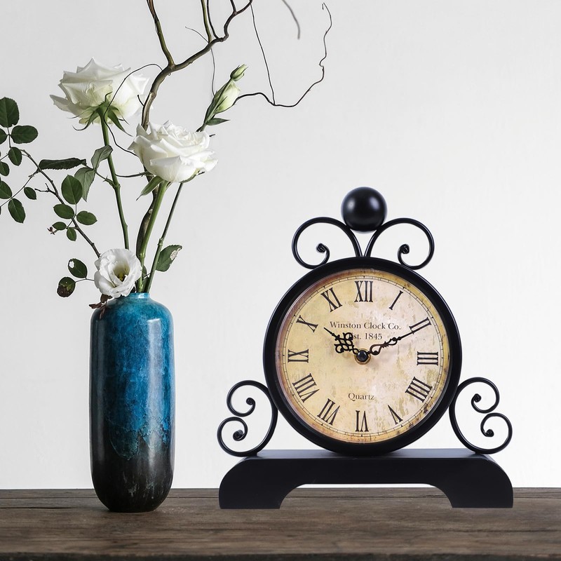 Moiubik Mantel Clock Quartz Classic Style Vintage Table Clock Roman