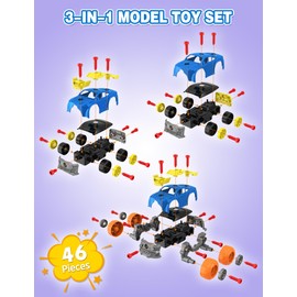 Klsniur Take Apart Racing Car Toys for 3+ Year Old Boys, 3 IN 1 STEM Construction Building Set with Tools, Safe Preschool Learning Toy for Fine Motor Skills & STEM Education Toy for 3-6 Age