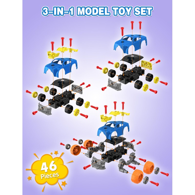 Klsniur Take Apart Racing Car Toys for 3+ Year Old
