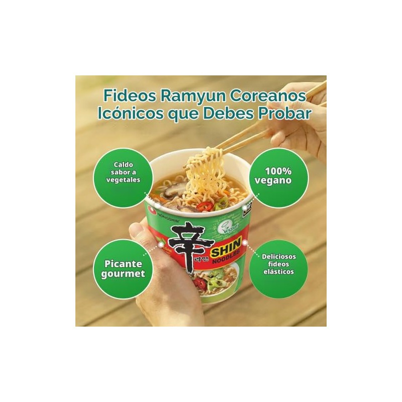 Nongshim Shin Ramyun vegano, 2.64 onzas, paquete de 6