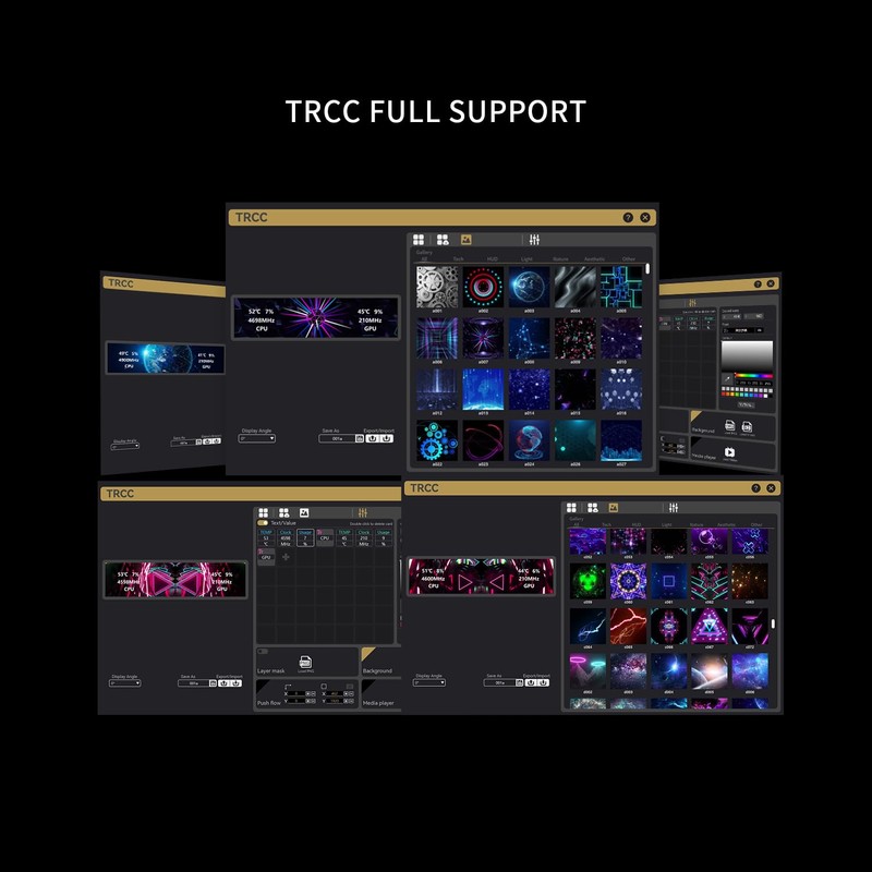 TR Thermalright Trofeo Vision 9.16 LCD Black, 1920x480 Resolution-Support Switching