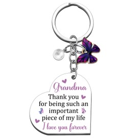 Hafviyra Gifts for Grandma from Granddaughter Grandson Best Grandma Keychain Gifts for Mother's Day Birthday Thanksgiving Day the First Time Great Grandmother Present Ideas Unique Butterfly Key Chain