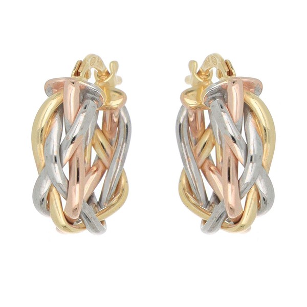 DelPia, Round Earrings Braid Pattern in 18kt Gold and 925
