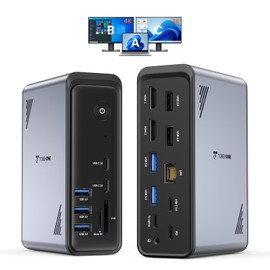 TobenONE 19-in-1 Laptop Docking Station Dual Monitor,10 USB C/A,2×4K HDMI