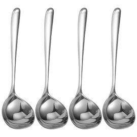 4-pack small spoons, 304 stainless steel sauce spoon, soup spoon, 8 Inch, small, gravy(silver)