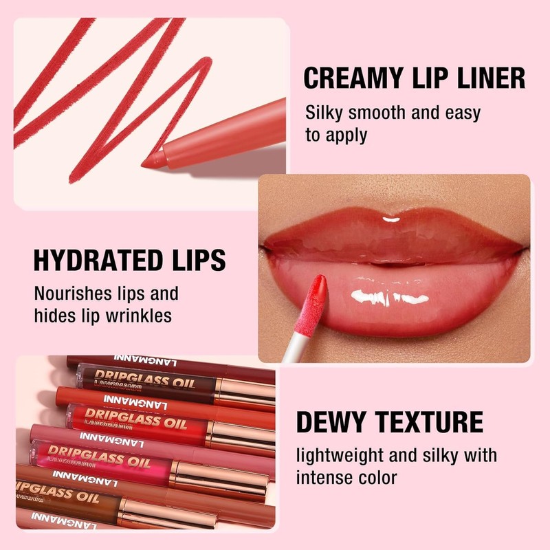 6 x Matte Lip Liner with 6 Nourishing Lip Oil