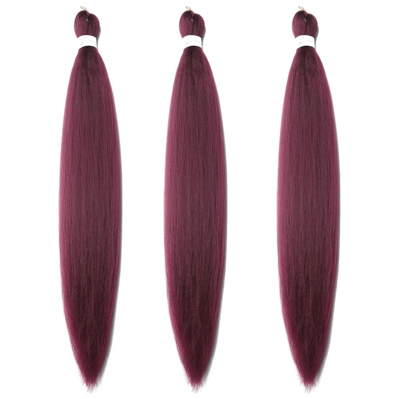 Xiaofeng Prestretched Braiding Hair Extensions Wine Red Yaki Texture Braid