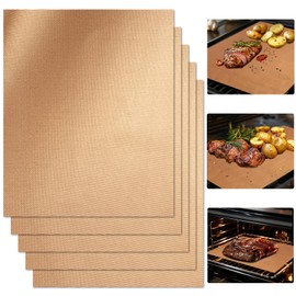RAINFLOW Copper Grill Mats 5 Pack – Nonstick BBQ Grill Mats for Outdoor Grilling, Reusable Grill Cooking Mats for Gas, Charcoal & Electric Grills, 15.75 x 13 in