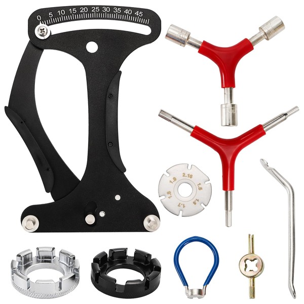 Suwimut 8 Pieces Bicycle Spoke Tension Meter Wrench Repair Tool