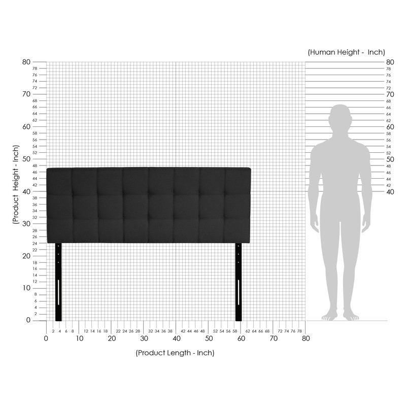 FURINNO Roanne Tufted Headboard, Queen, Black