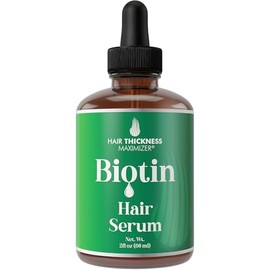 Hair Growth Serum With Biotin Oil By Hair Thickness Maximizer. For Hair Loss + Damaged, Dry, Frizzy Hair. Natural Thickening and Smoothing of Hair and Nourishing of Scalp For Women and Men (2 oz)